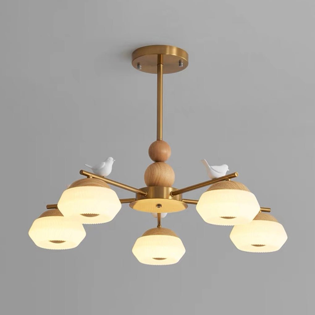 Lustra Chandelier Brass Bird Ozawa Elegant - Letslighting