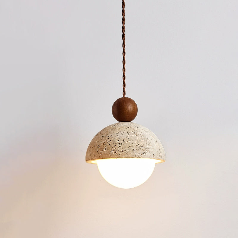Aria Pendant Light Travertine Dome Glass