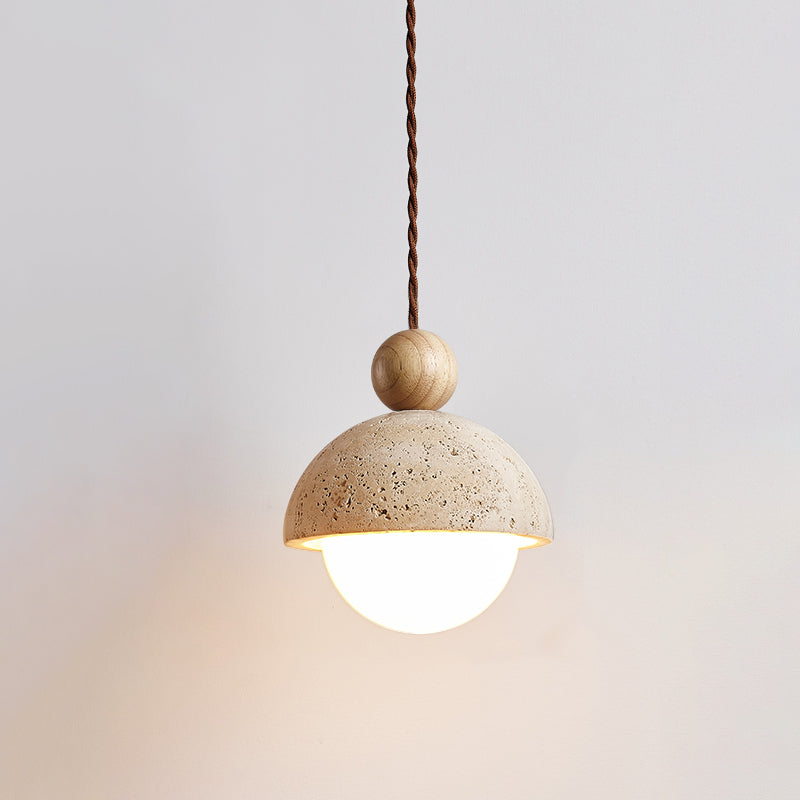 Aria Pendant Light Travertine Dome Glass
