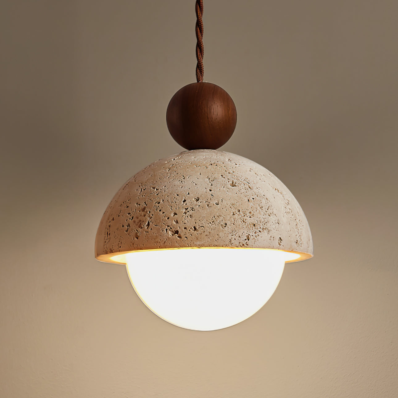 Aria Pendant Light Travertine Dome Glass