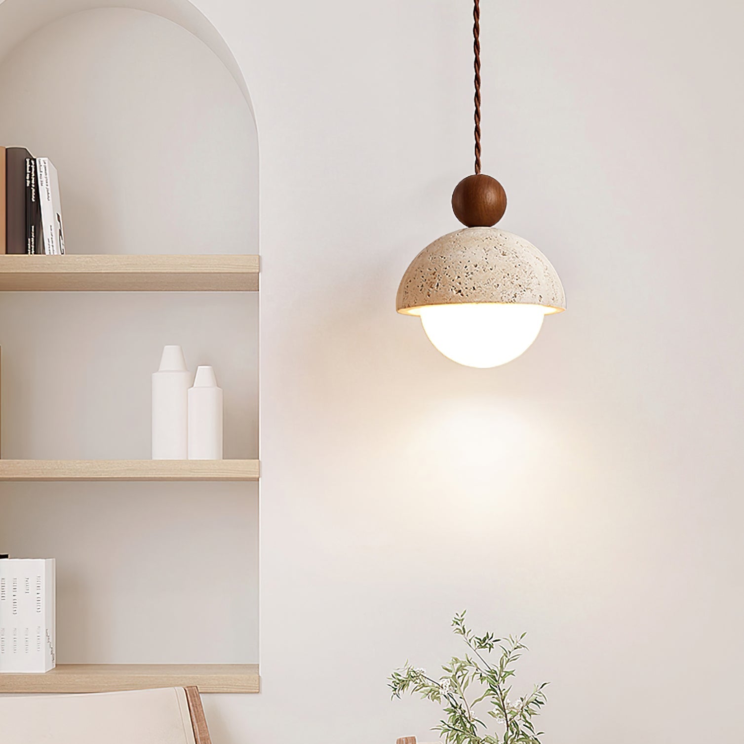 Aria Pendant Light Travertine Dome Glass