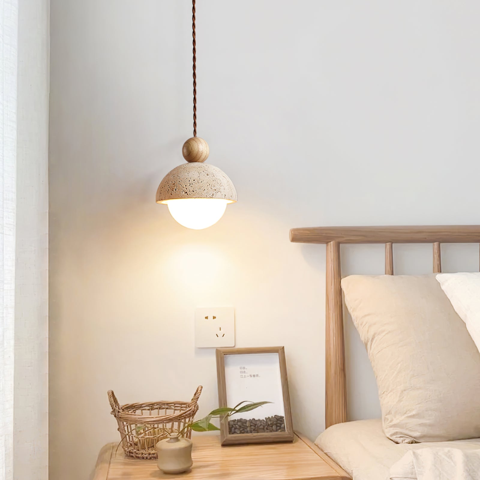 Aria Pendant Light Travertine Dome Glass