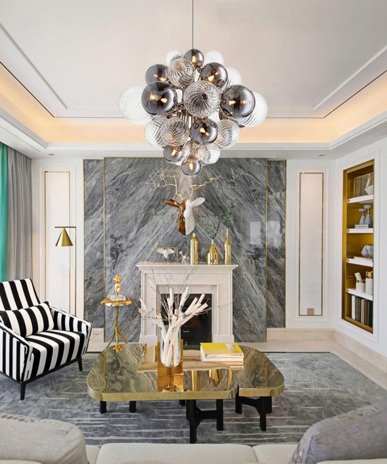 Lustra Chandelier Pallocino Chrome Glass Ball - Letslighting