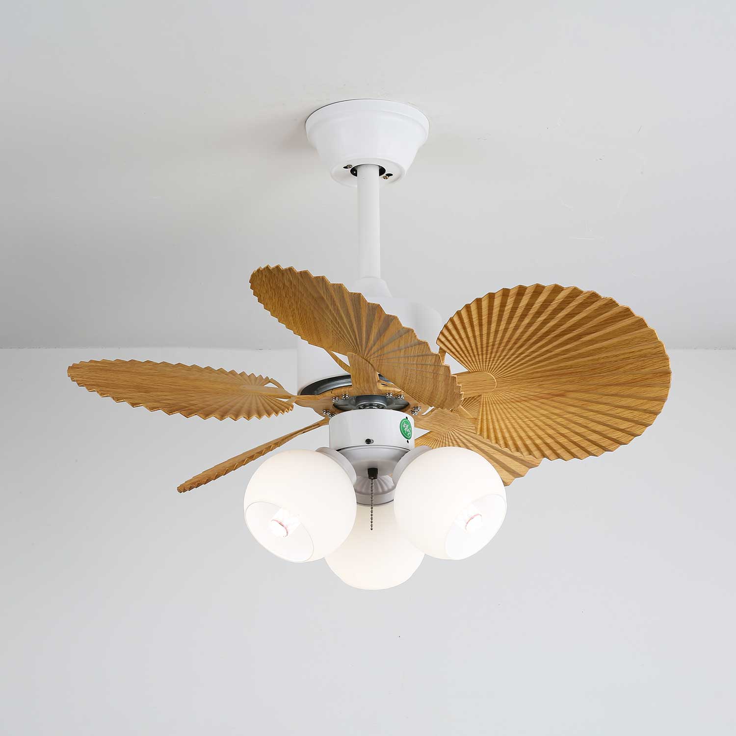 Aurelia Vintage Wood Glass Ceiling Fan Light - Letslighting