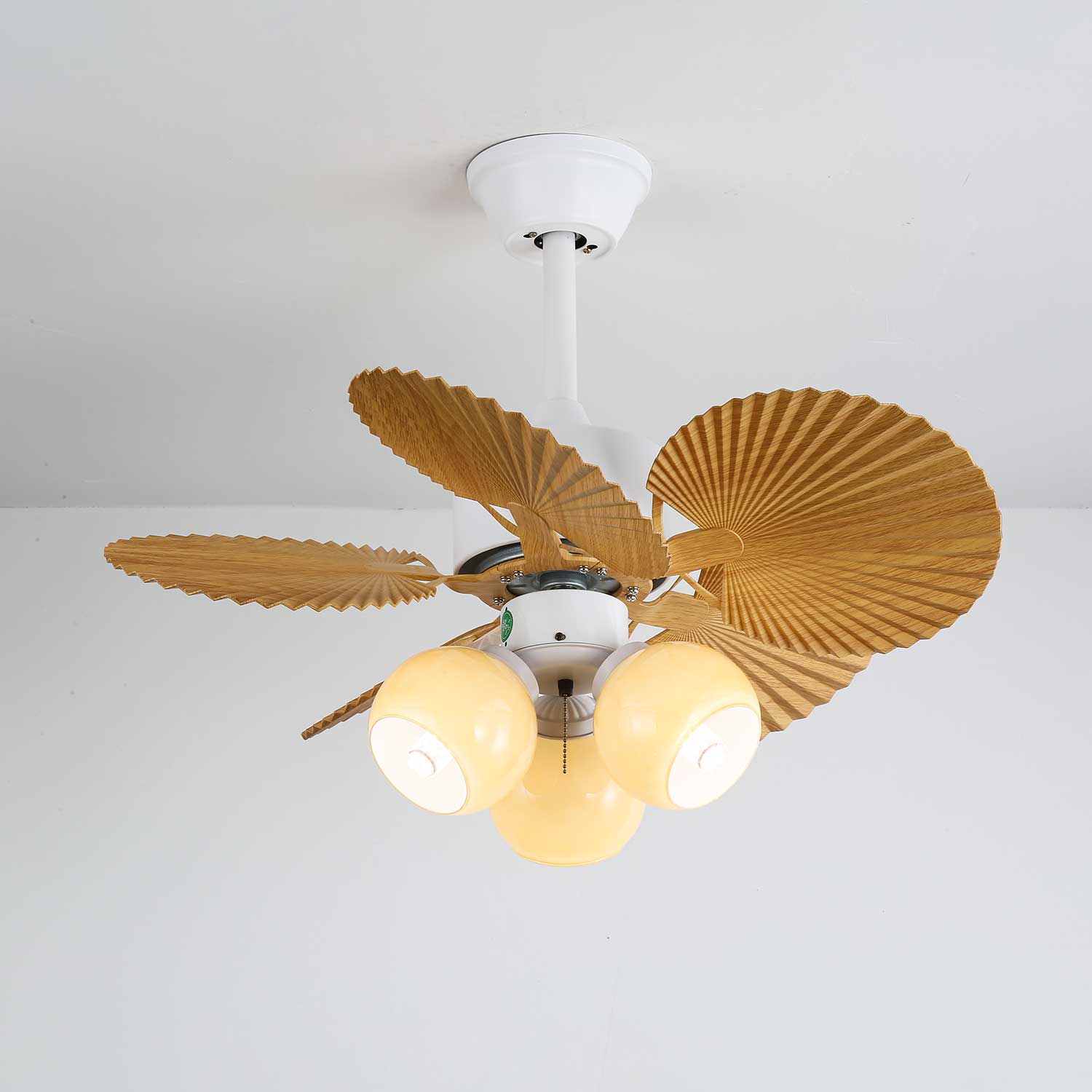 Aurelia Vintage Wood Glass Ceiling Fan Light - Letslighting