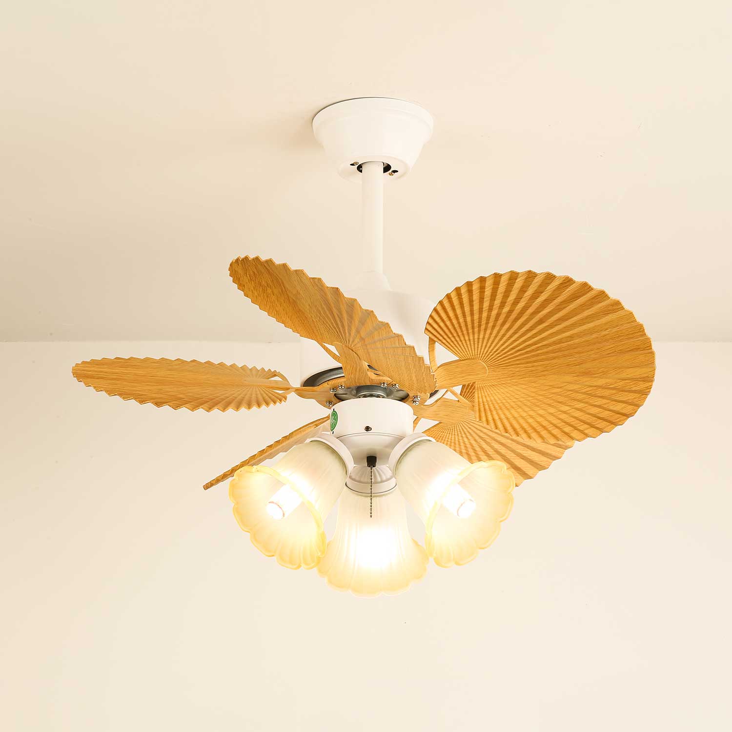 Aurelia Vintage Wood Glass Ceiling Fan Light - Letslighting