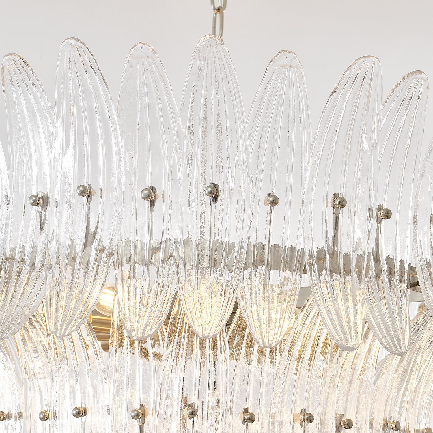 Palmette Chandelier Glass Leaf Layered - Letslighting
