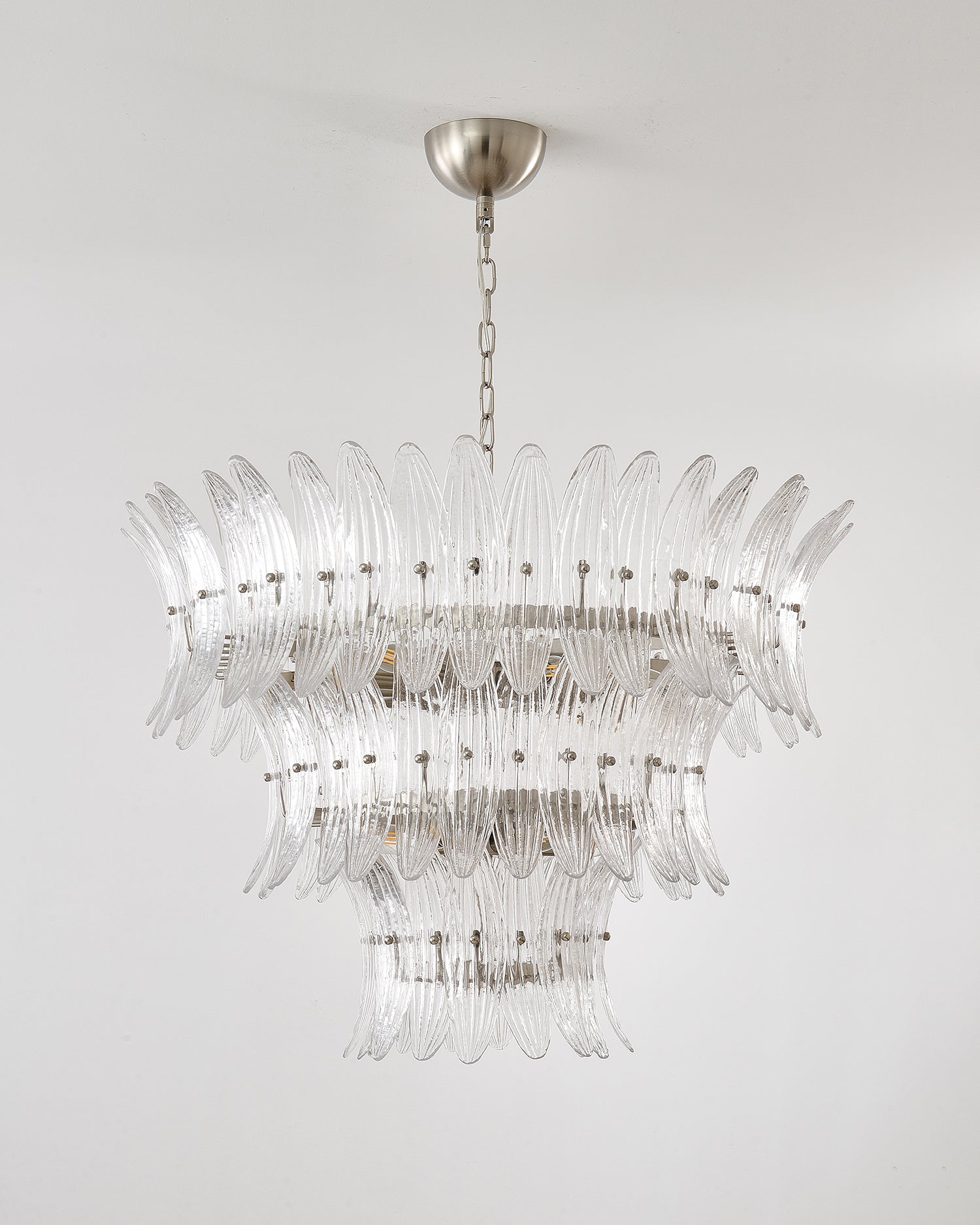 Palmette Chandelier Glass Leaf Layered - Letslighting