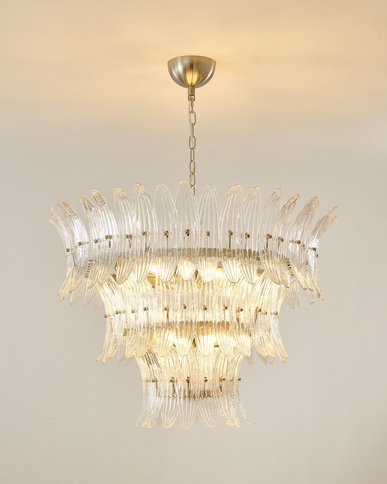 Palmette Chandelier Glass Leaf Layered - Letslighting