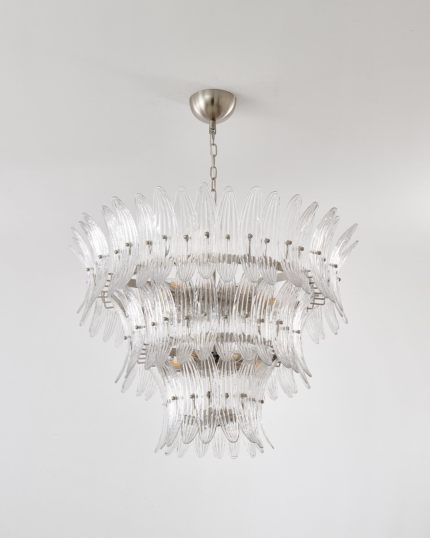 Palmette Chandelier Glass Leaf Layered - Letslighting
