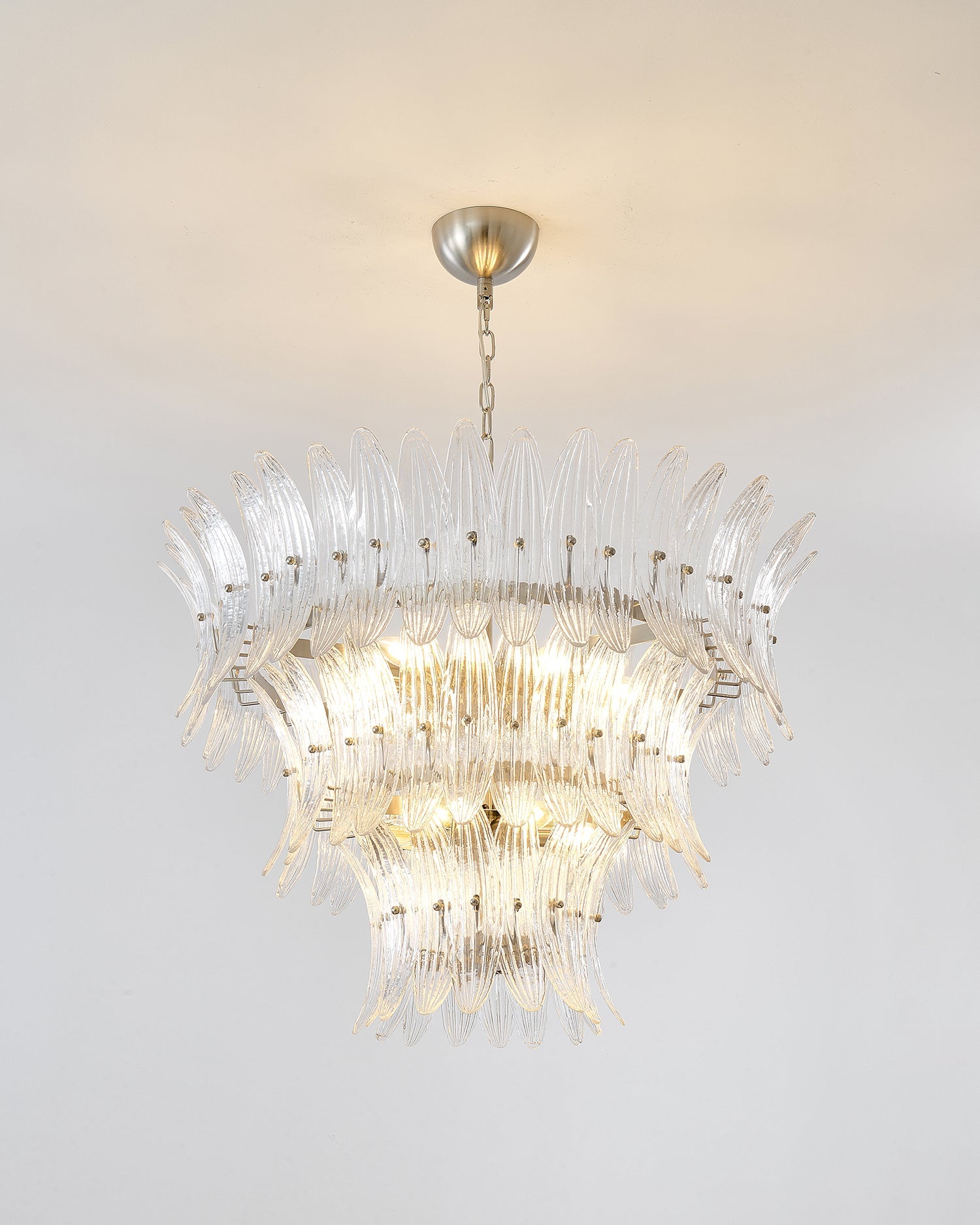 Palmette Chandelier Glass Leaf Layered - Letslighting