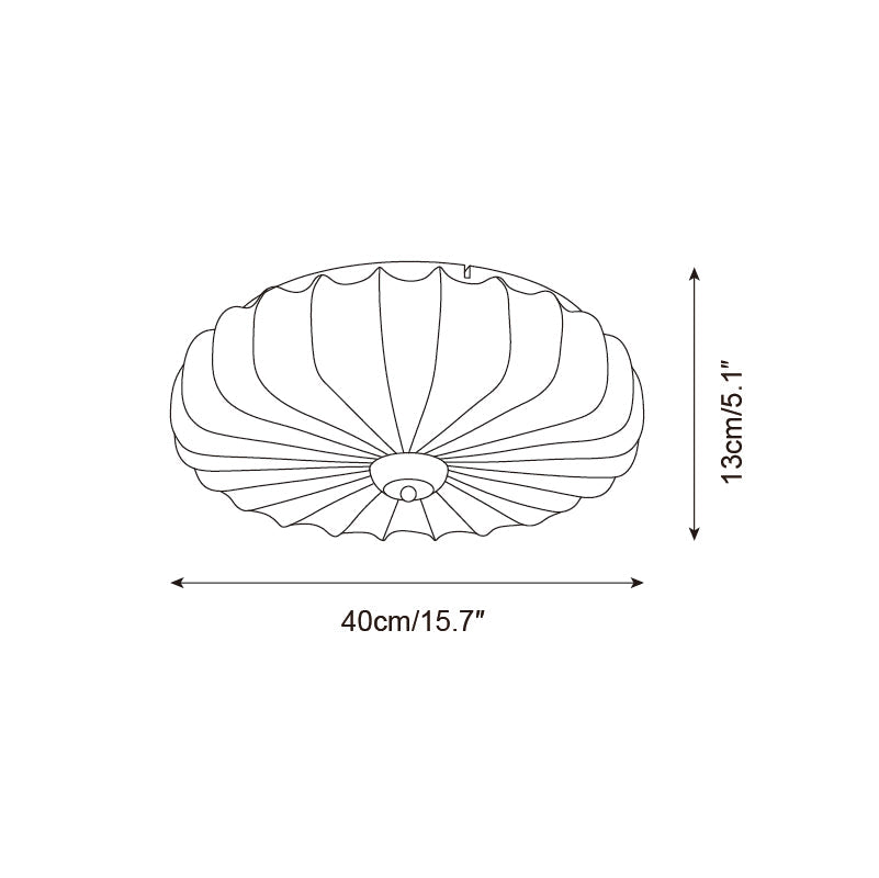 Ceiling Lamp Fabric Shade Pleated Lotus Shape Wooden Canopy - Letslighting