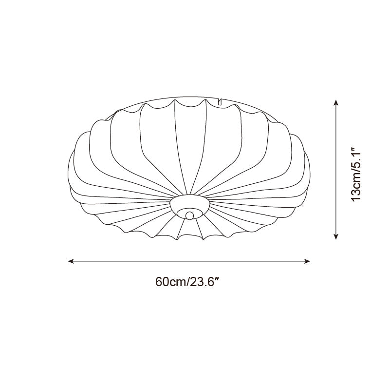 Ceiling Lamp Fabric Shade Pleated Lotus Shape Wooden Canopy - Letslighting