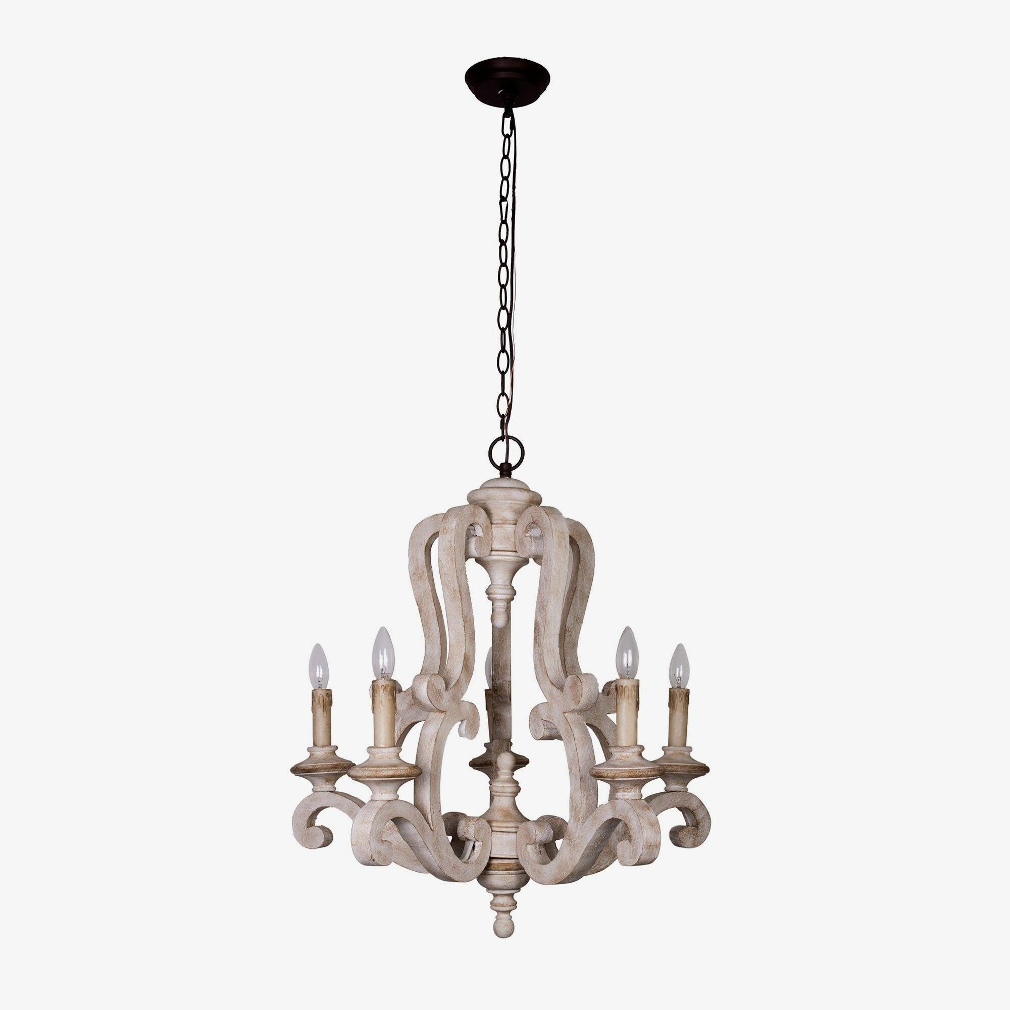 Lustra Chandelier Wooden Candle Mid-Century - Letslighting