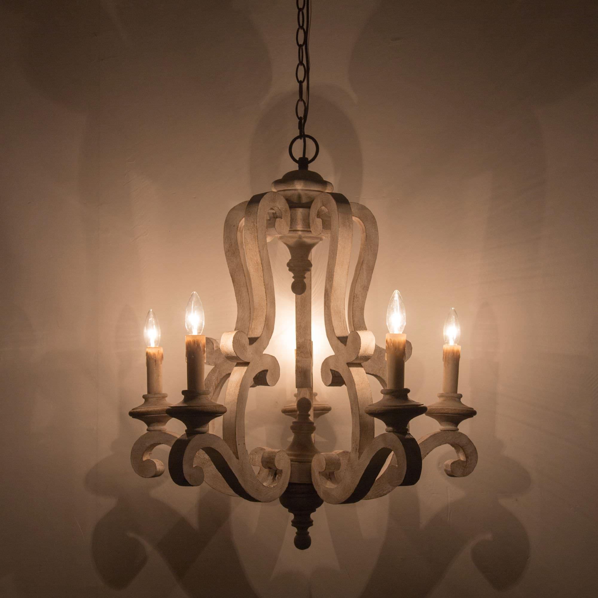 Lustra Chandelier Wooden Candle Mid-Century - Letslighting