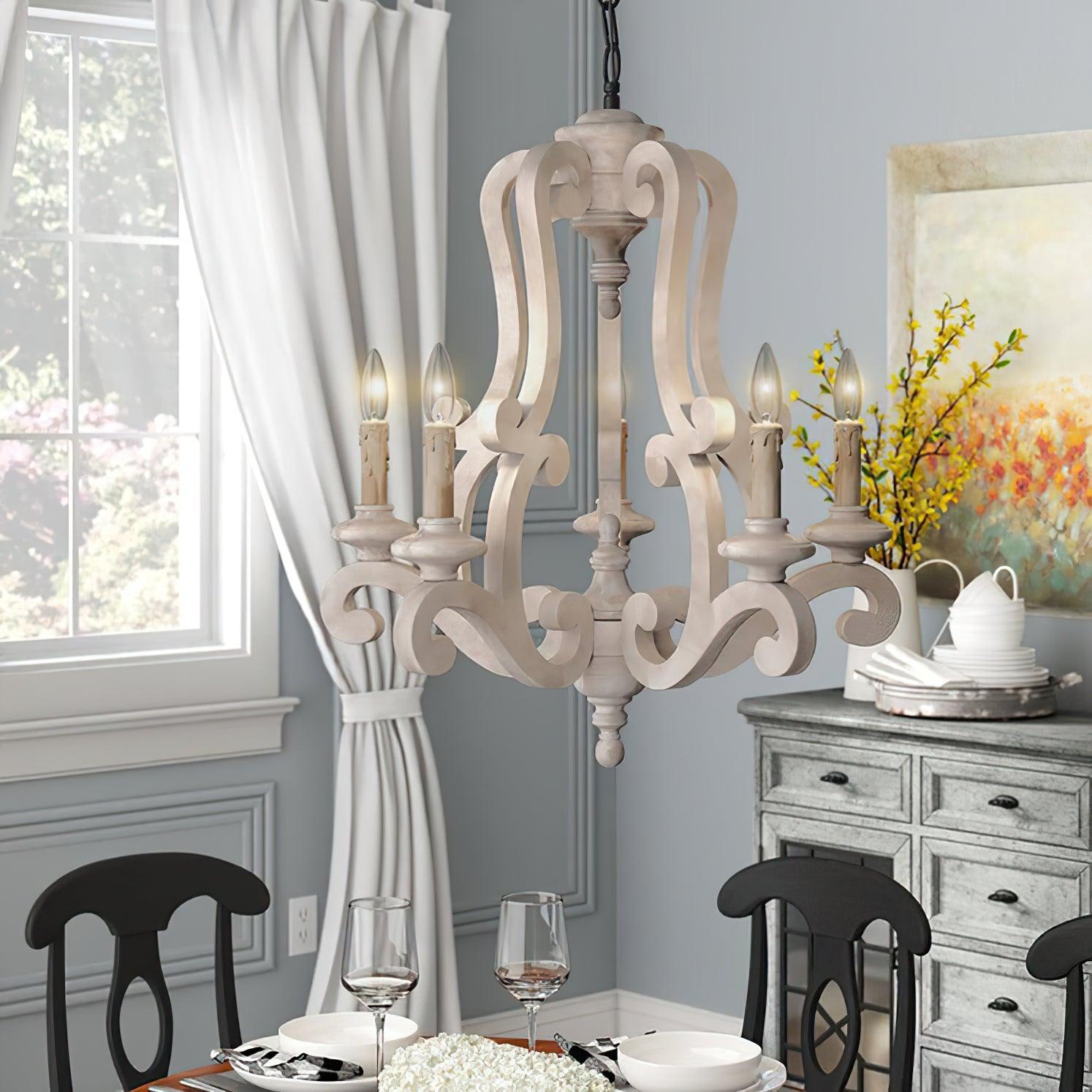 Lustra Chandelier Wooden Candle Mid-Century - Letslighting