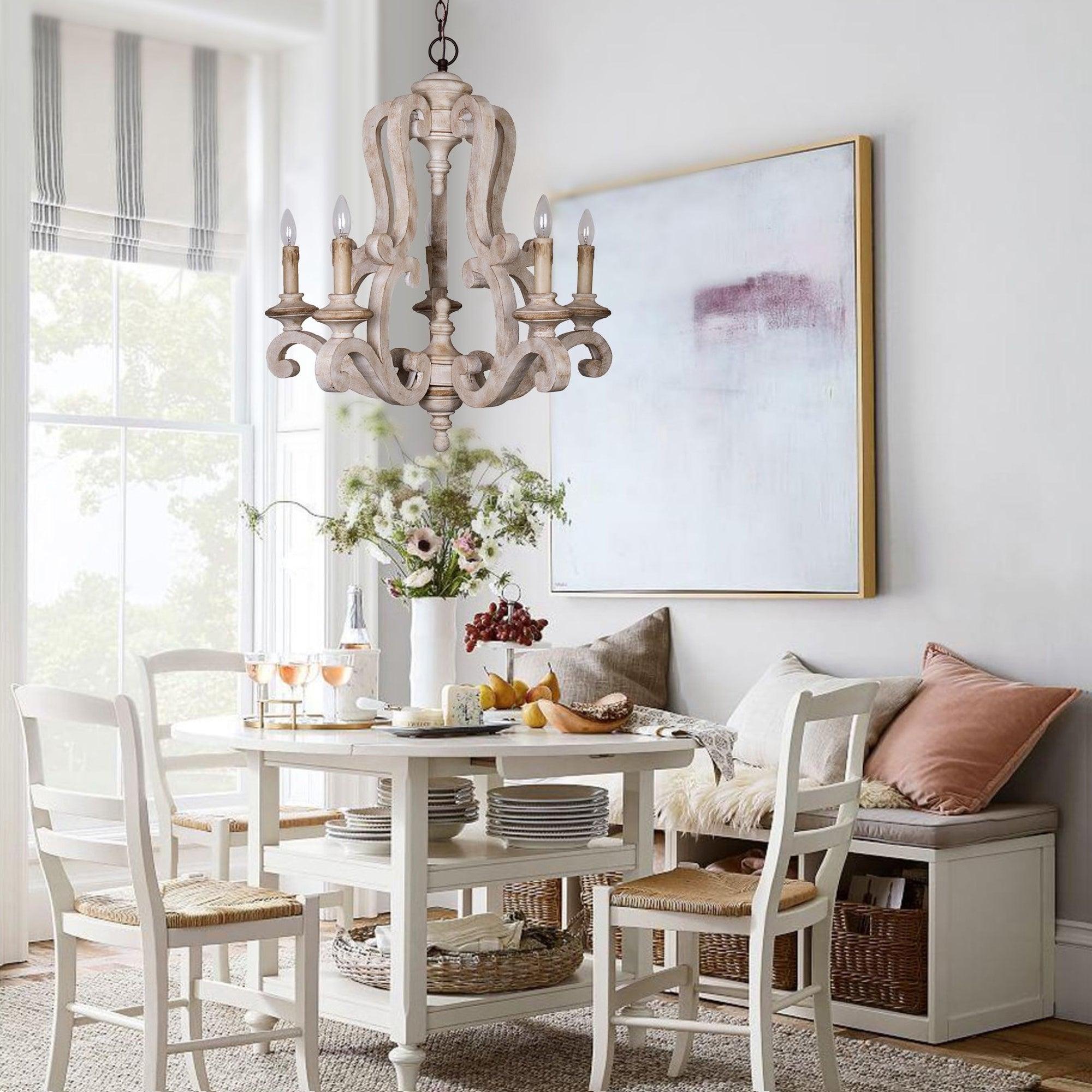 Lustra Chandelier Wooden Candle Mid-Century - Letslighting