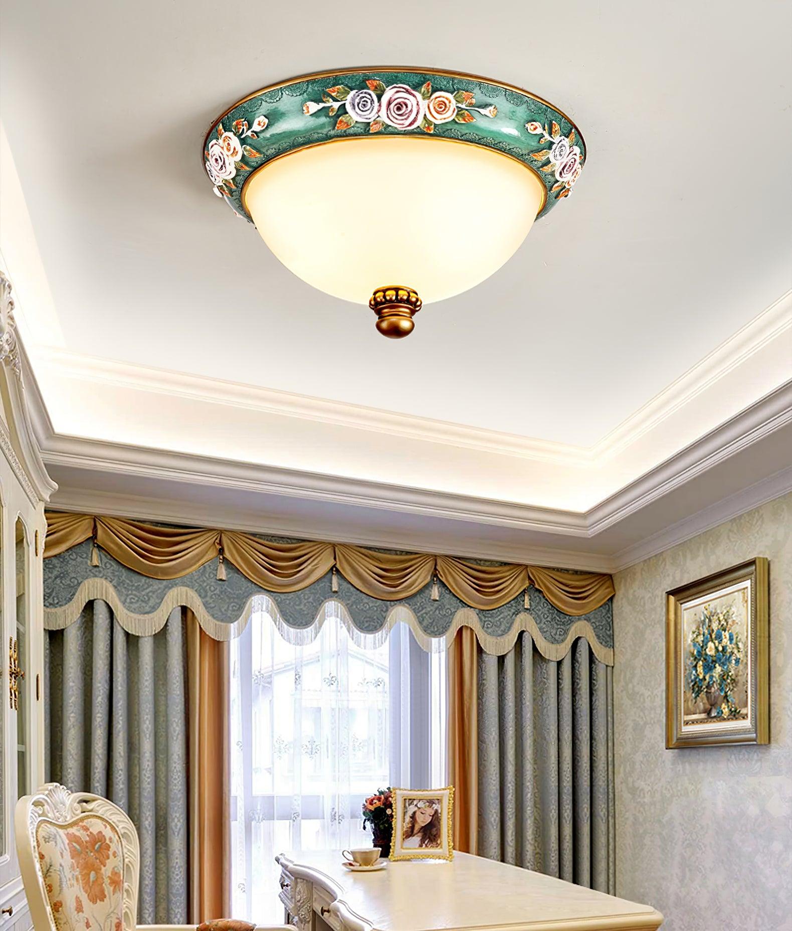 Viraearae Pastoral Bowl Resin Glass Ceiling Light - Letslighting