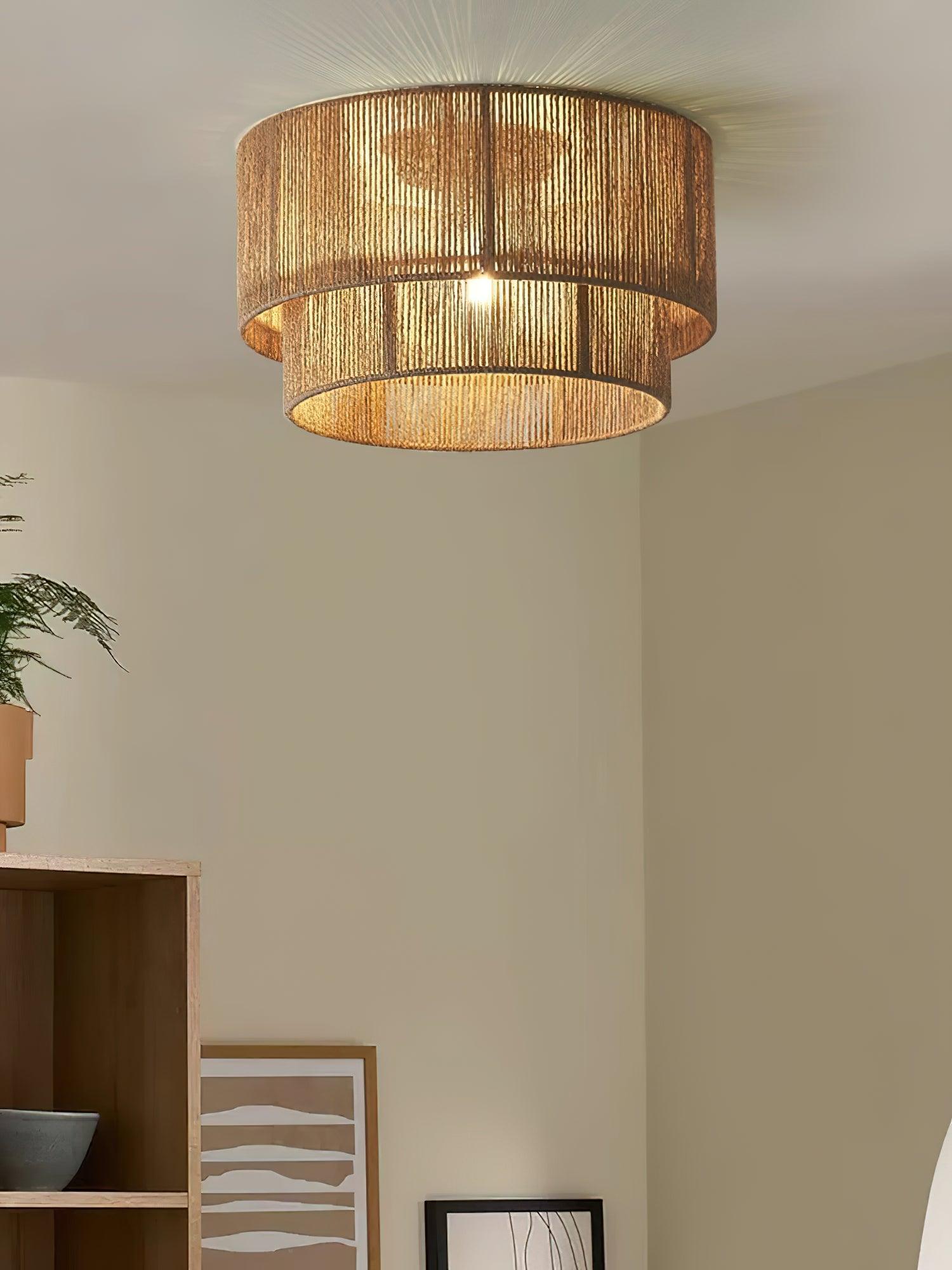 Casora Classic Art Natural Rope Ceiling Light - Letslighting