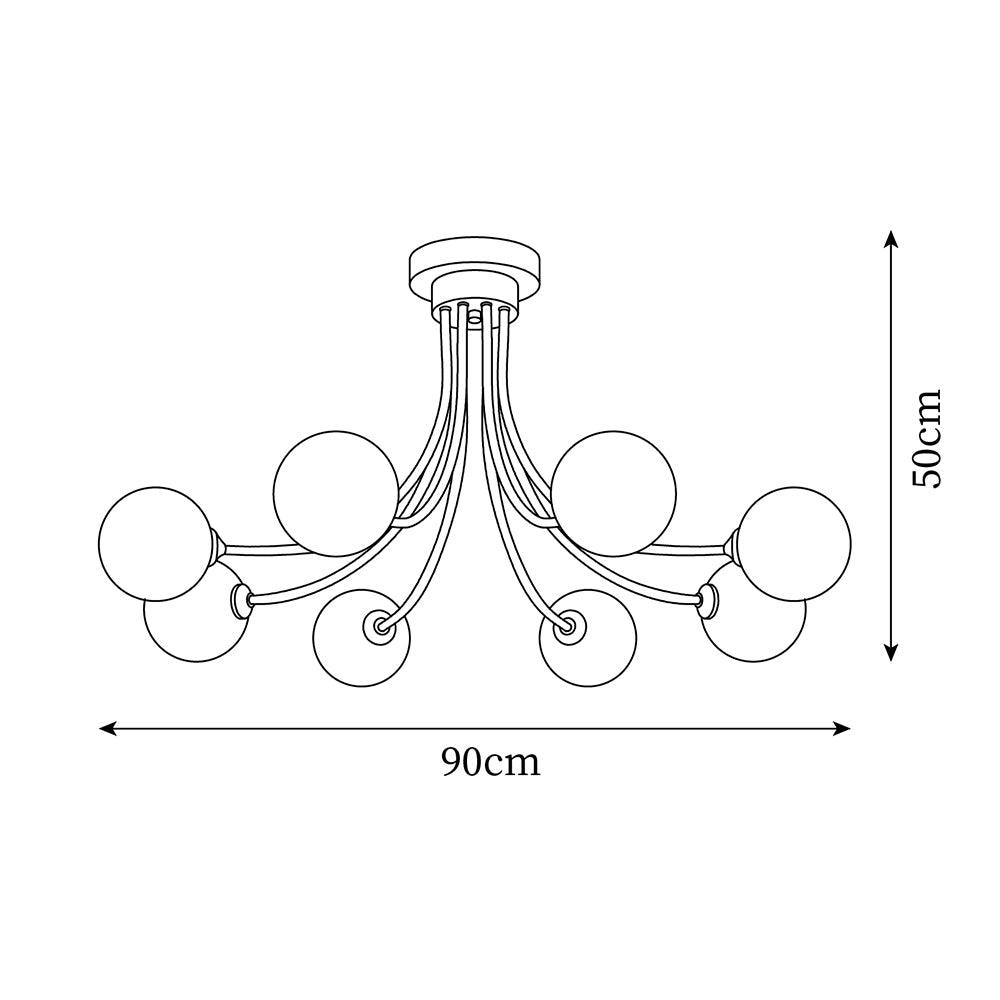 Ceiling Light Brass Branching Arms Opal Globe Shades Modern Elegant - Letslighting