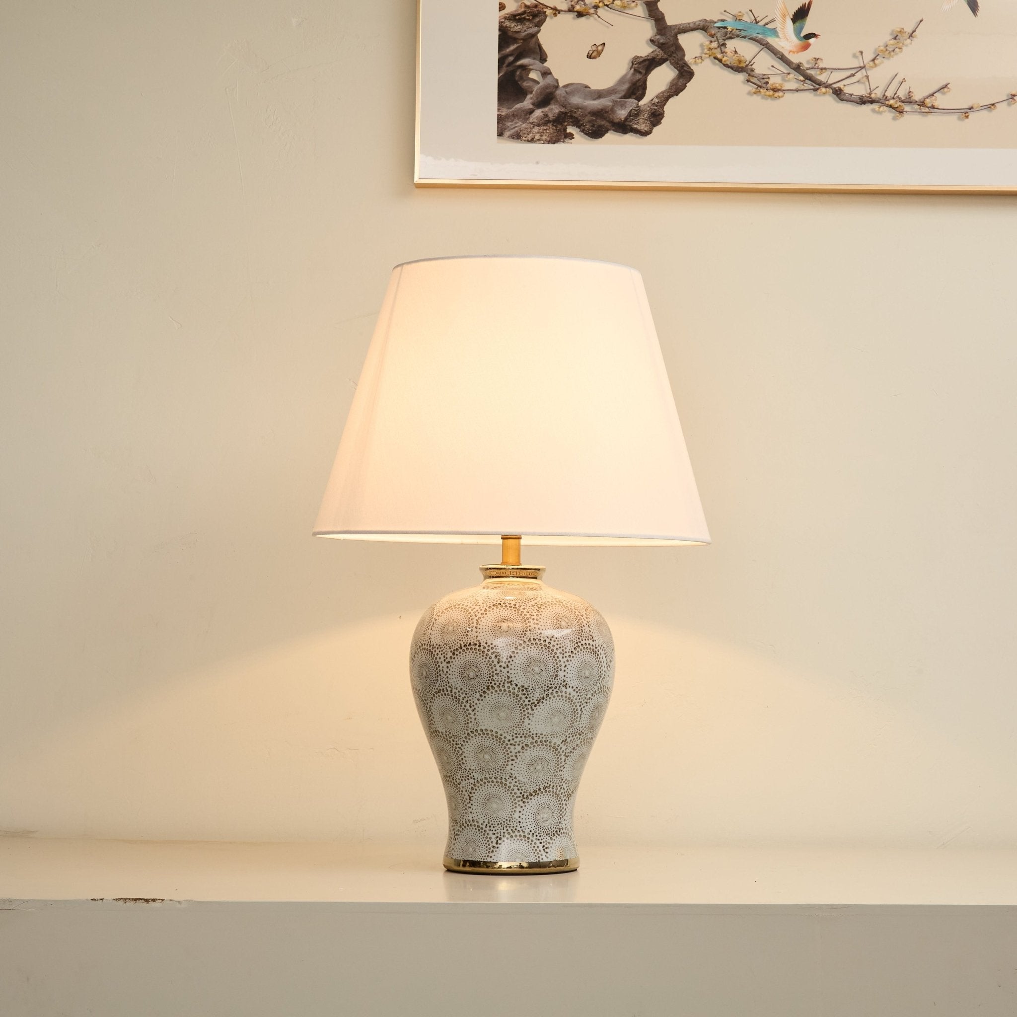 Patterned Modern Fabric & Ceramics Table Lamp