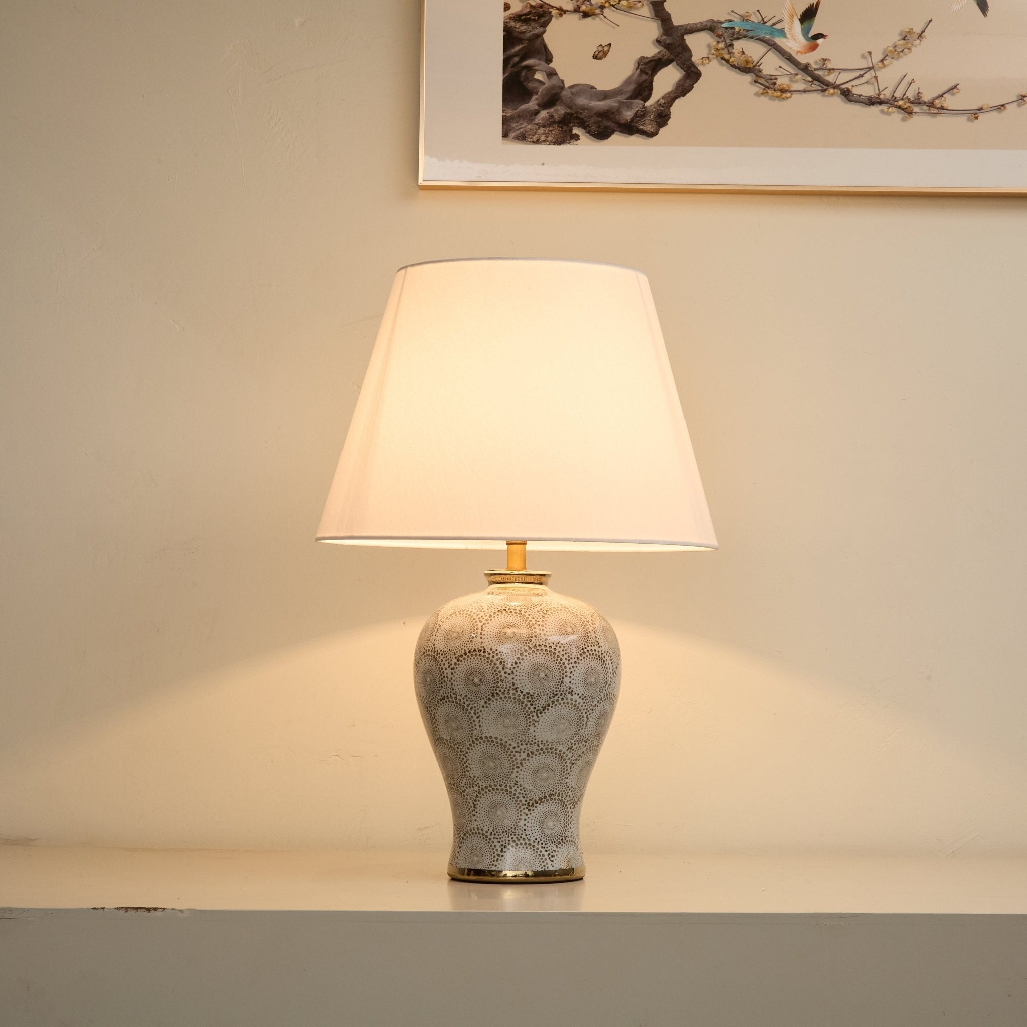 Patterned Modern Fabric & Ceramics Table Lamp