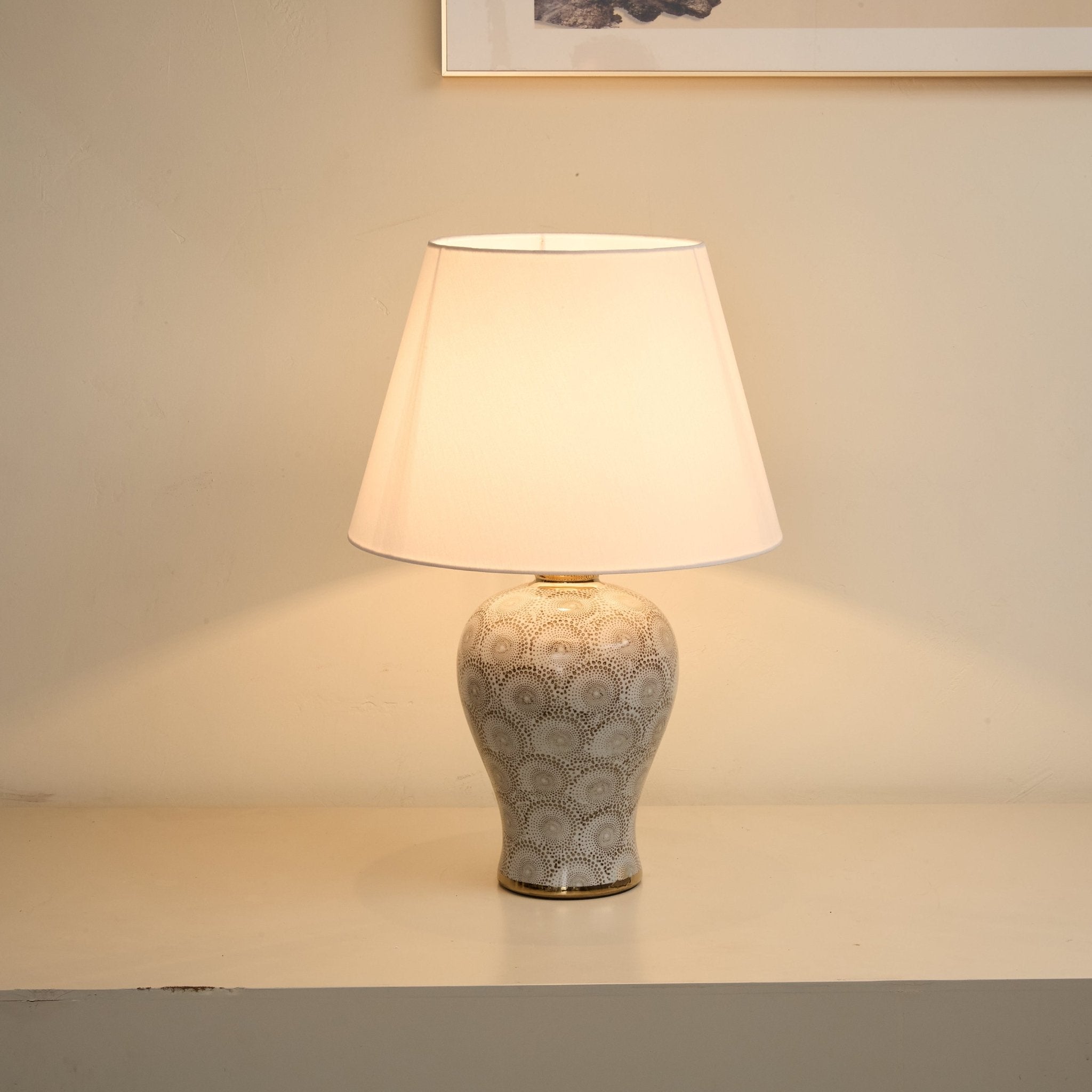 Patterned Modern Fabric & Ceramics Table Lamp