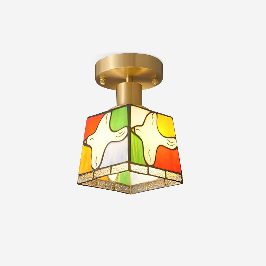 Peace Dove Ceiling Light Glass Mosaic Brass - Letslighting