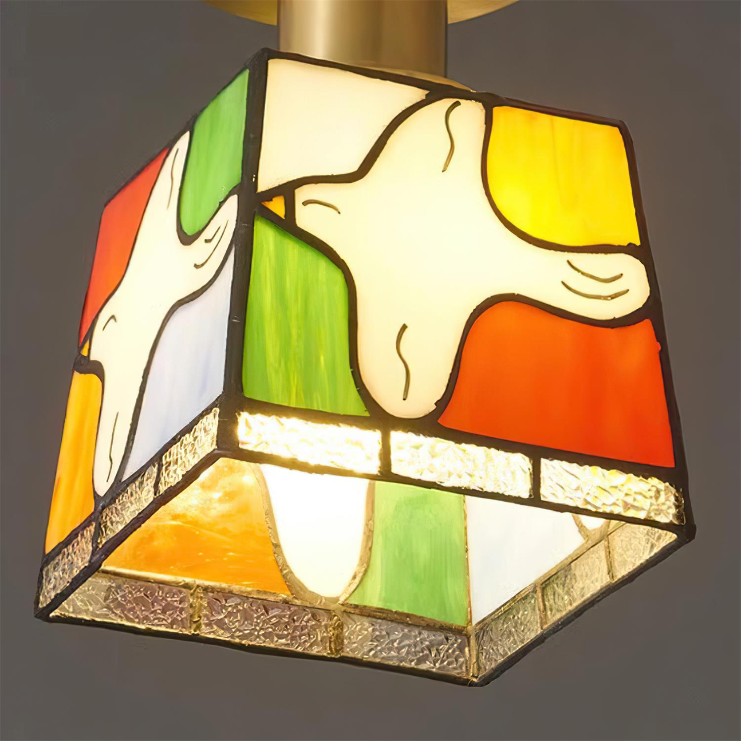 Peace Dove Ceiling Light Glass Mosaic Brass - Letslighting