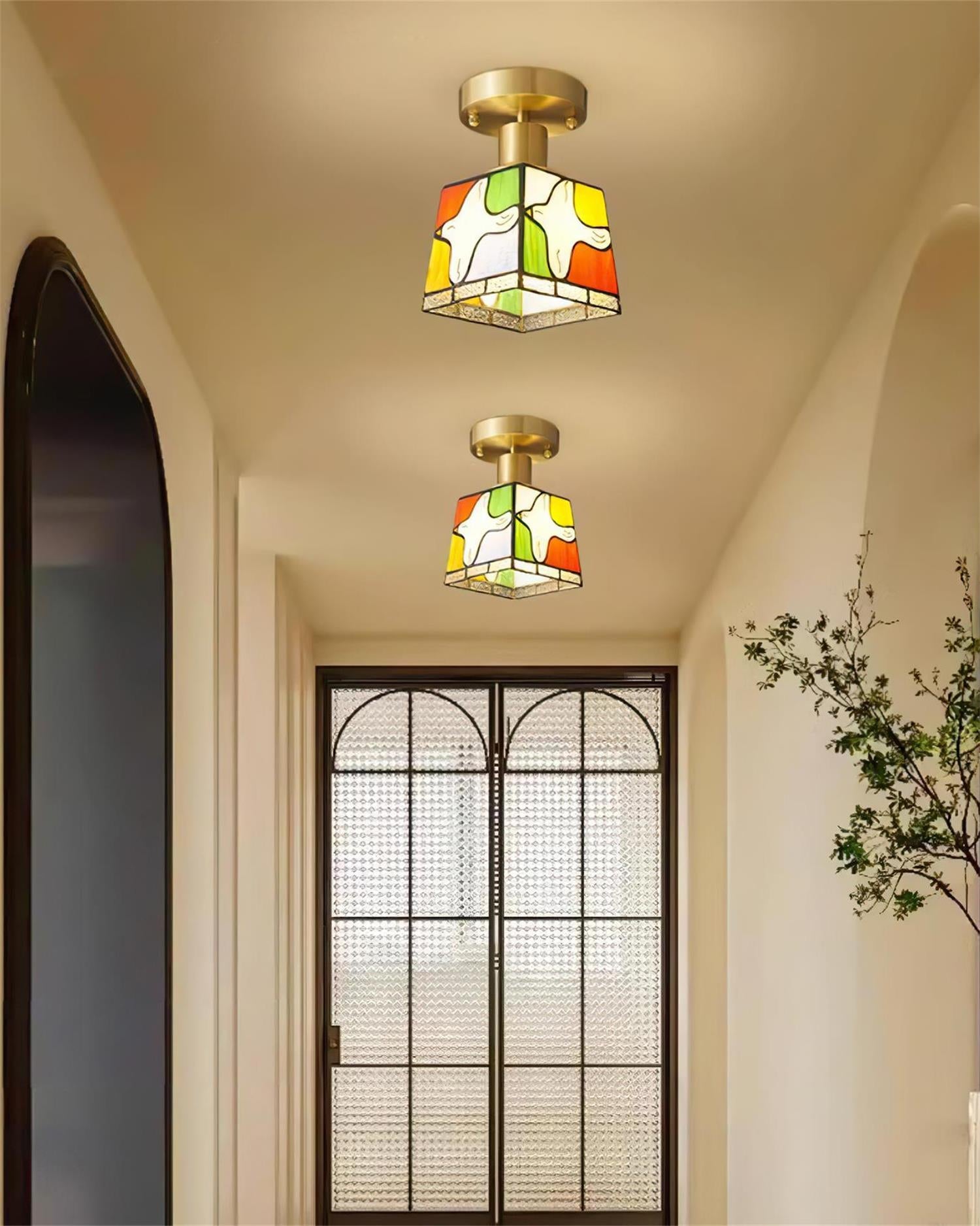 Peace Dove Ceiling Light Glass Mosaic Brass - Letslighting