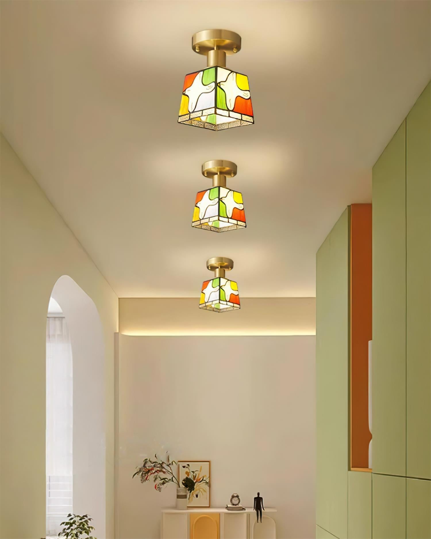 Peace Dove Ceiling Light Glass Mosaic Brass - Letslighting
