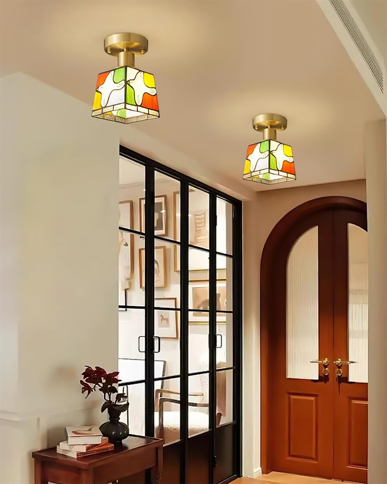 Peace Dove Ceiling Light Glass Mosaic Brass - Letslighting