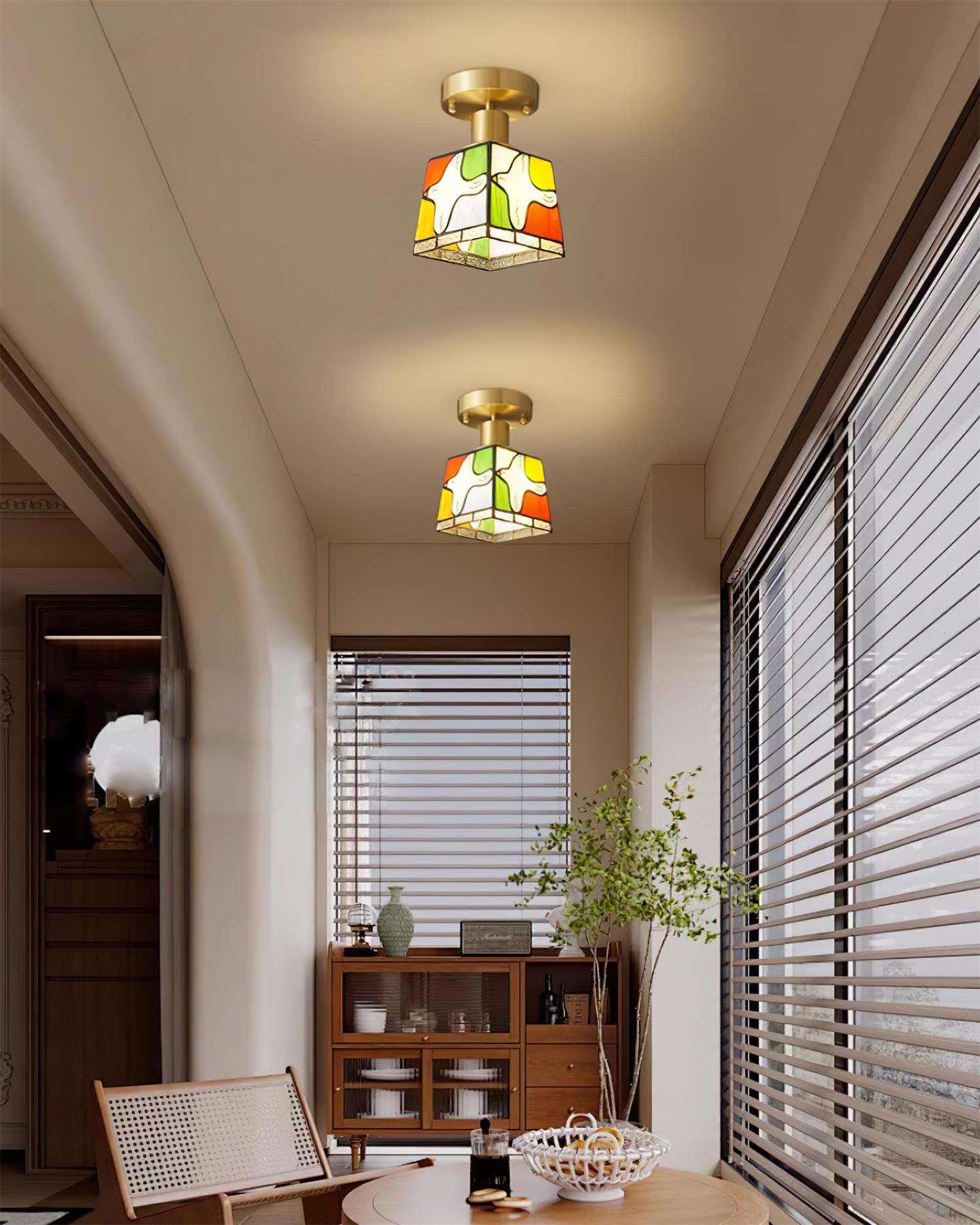 Peace Dove Ceiling Light Glass Mosaic Brass - Letslighting