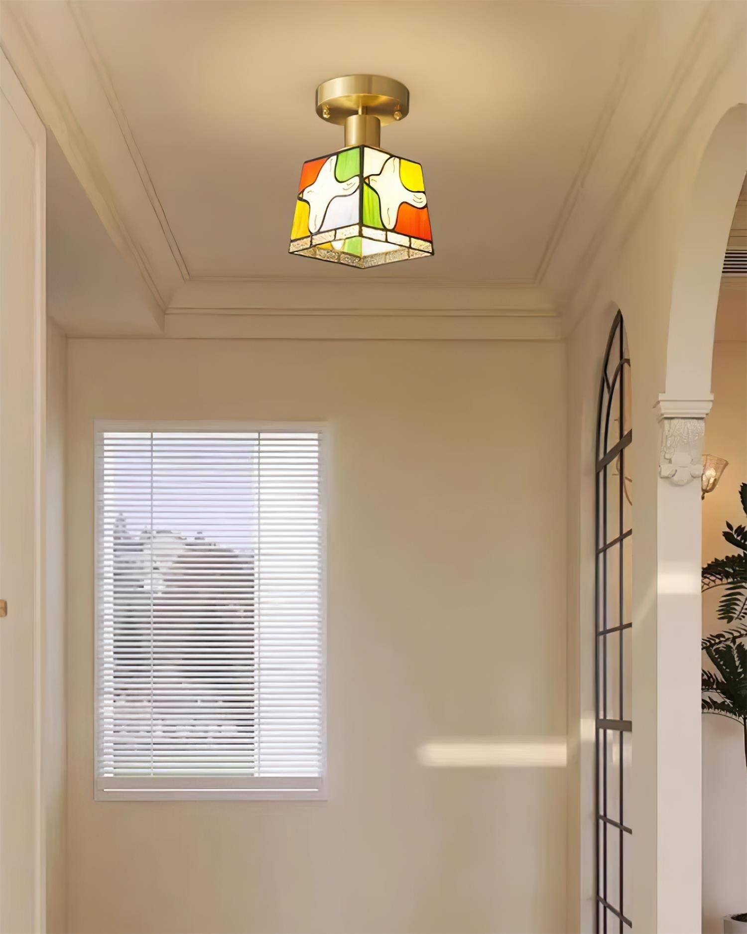 Peace Dove Ceiling Light Glass Mosaic Brass - Letslighting