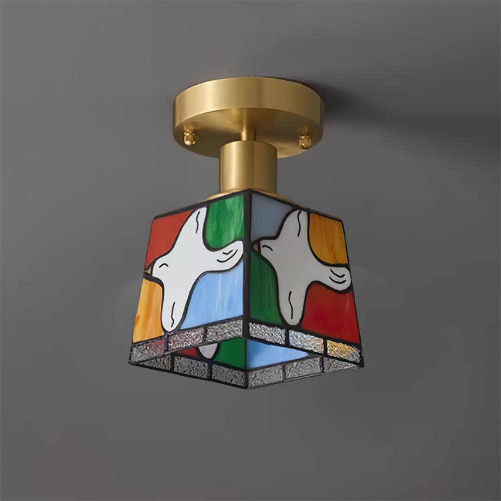 Peace Dove Ceiling Light Glass Mosaic Brass - Letslighting