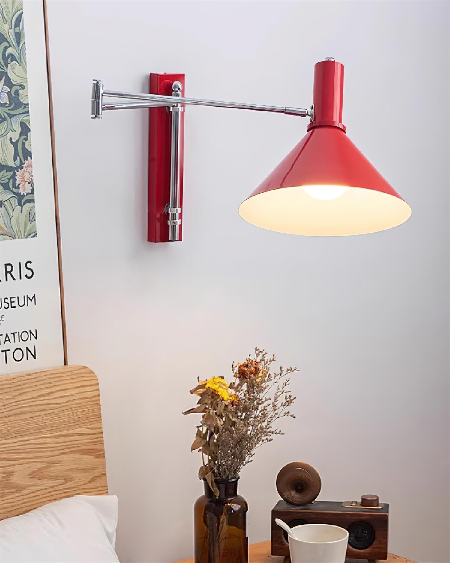 Wall Lamp Modern Adjustable Arm Red Shade Reading Light - Letslighting