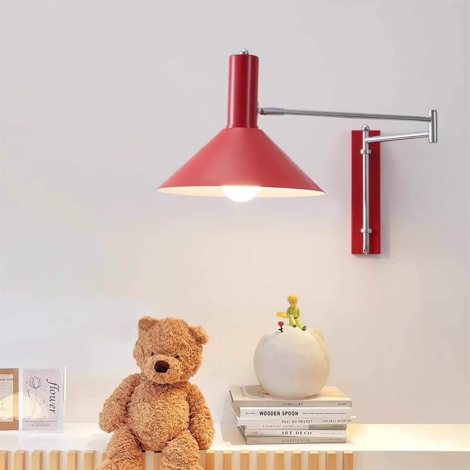Wall Lamp Modern Adjustable Arm Red Shade Reading Light - Letslighting