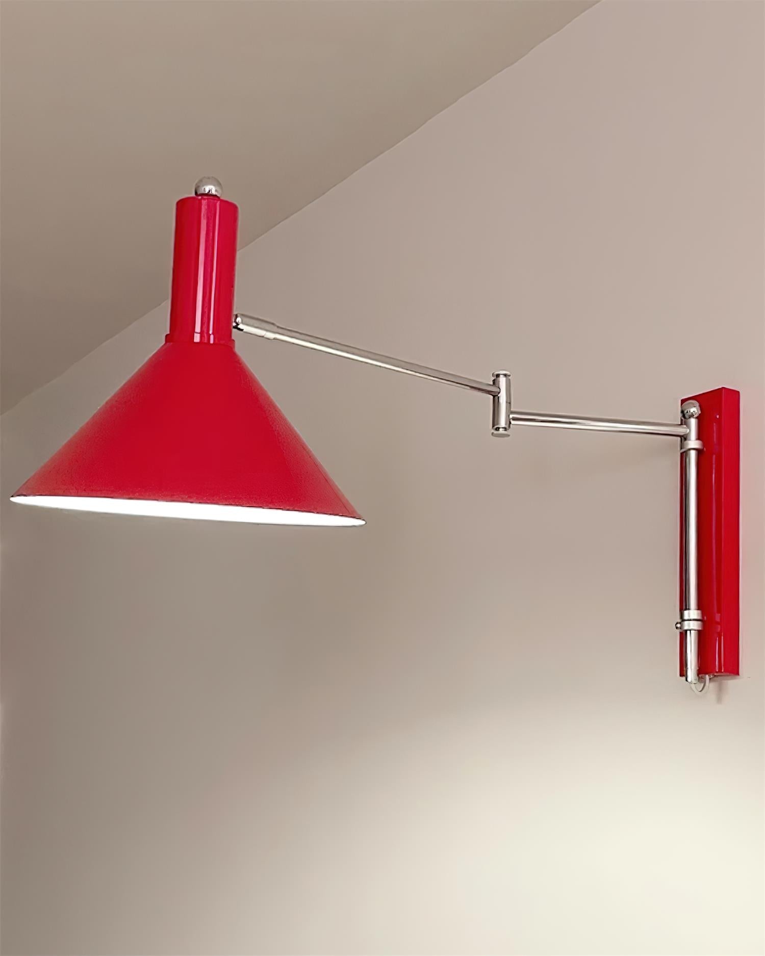Wall Lamp Modern Adjustable Arm Red Shade Reading Light - Letslighting