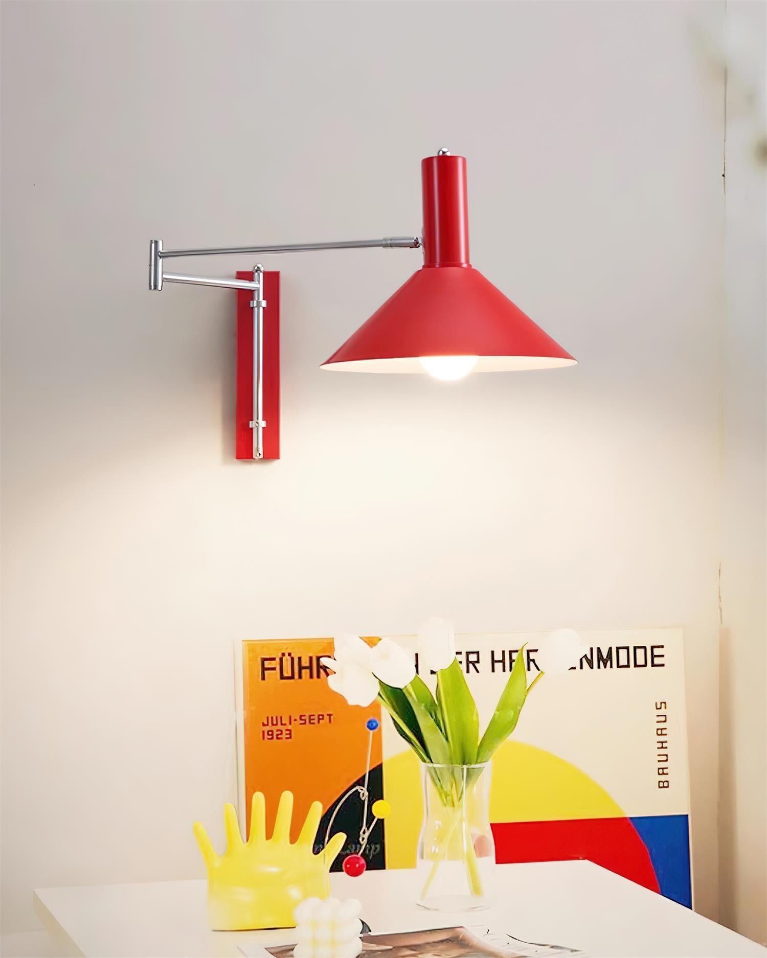 Wall Lamp Modern Adjustable Arm Red Shade Reading Light - Letslighting