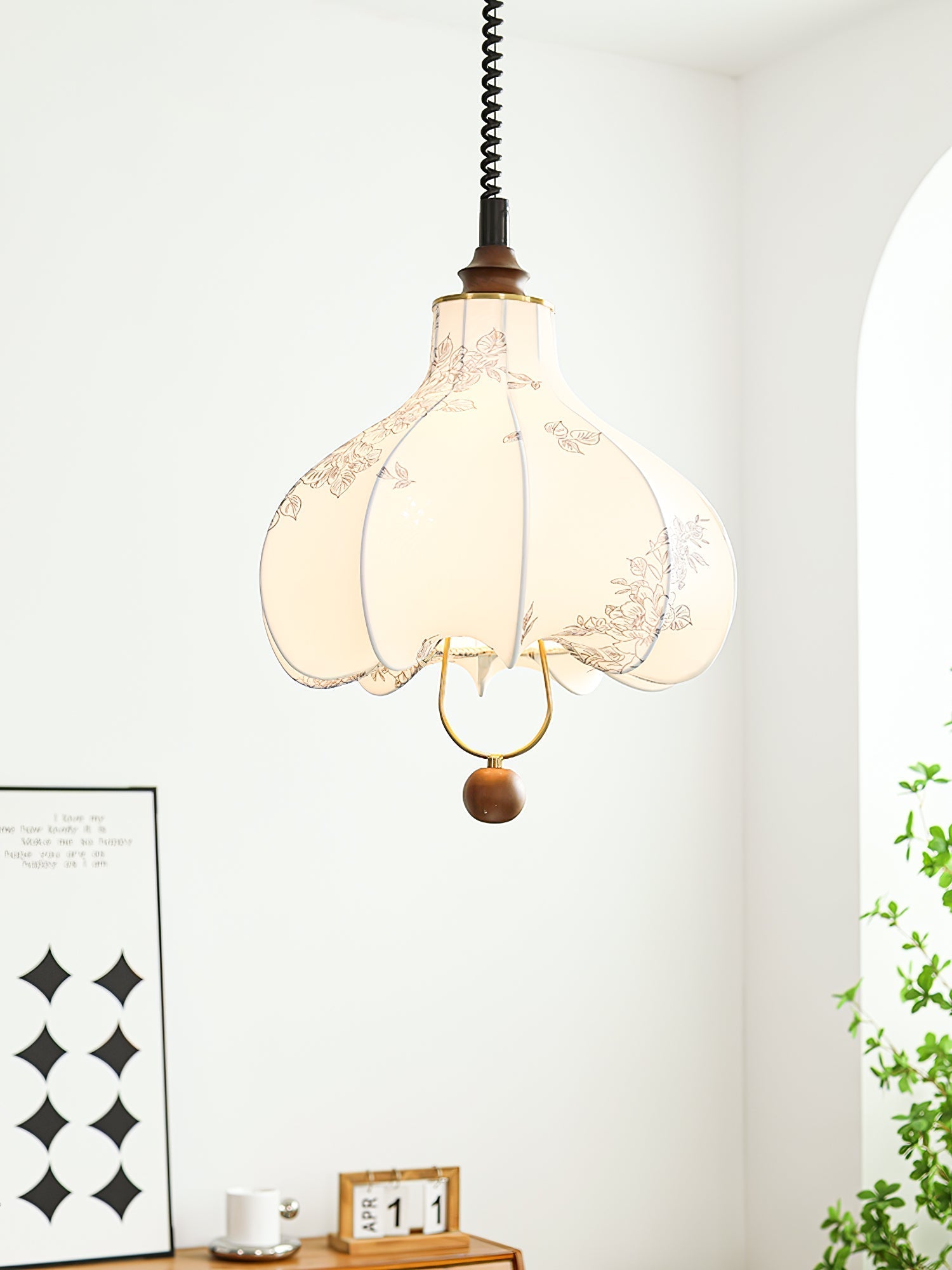 Lustra Pendant Lamp Pear Fabric Lantern for Living Room - Letslighting