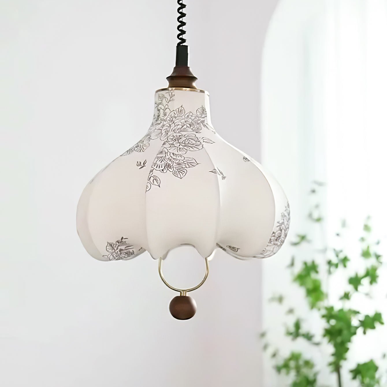 Lustra Pendant Lamp Pear Fabric Lantern for Living Room - Letslighting