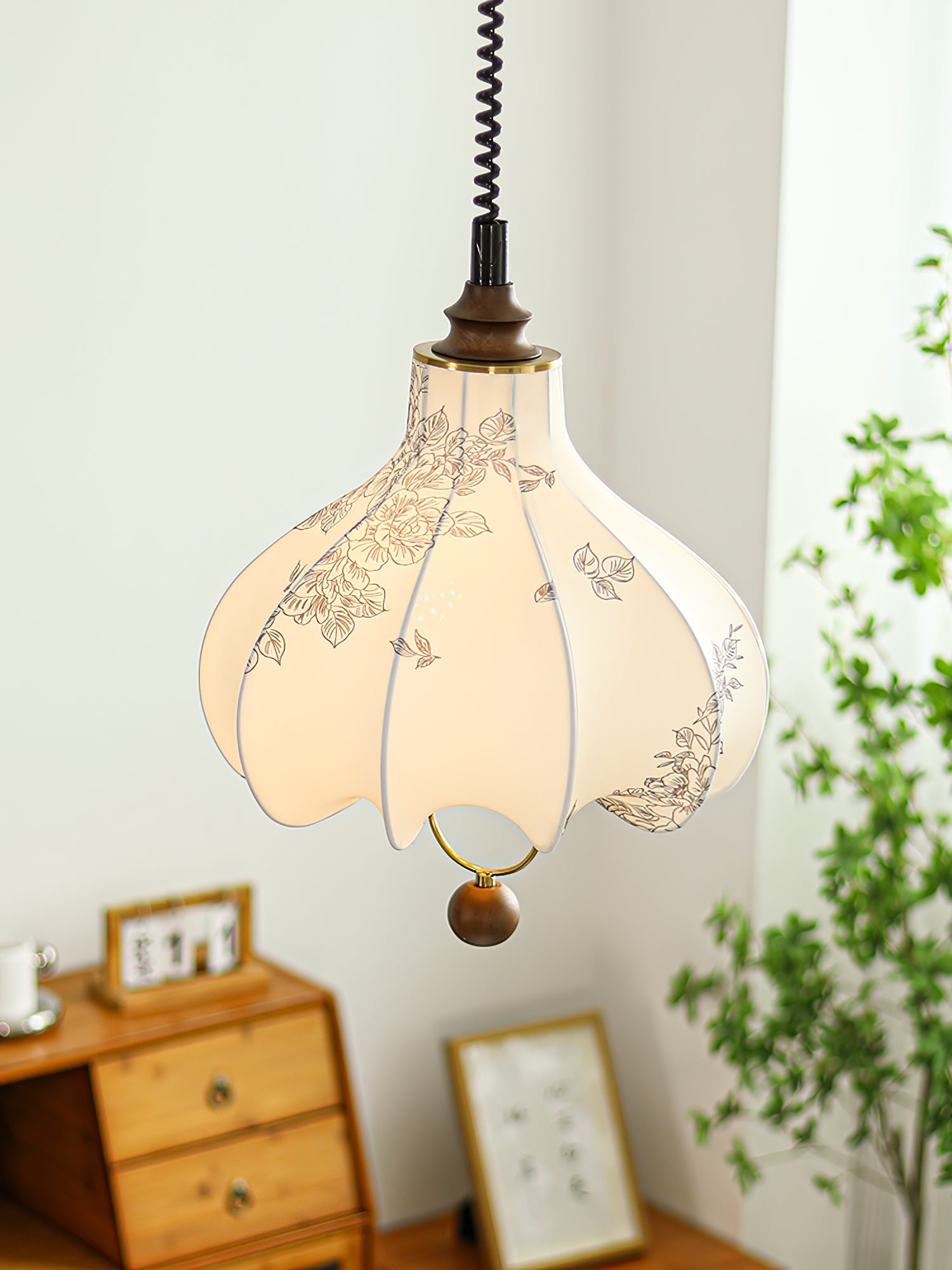 Lustra Pendant Lamp Pear Fabric Lantern for Living Room - Letslighting