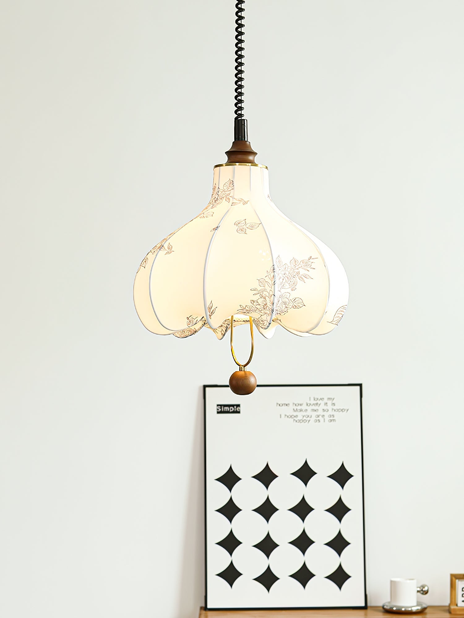 Lustra Pendant Lamp Pear Fabric Lantern for Living Room - Letslighting