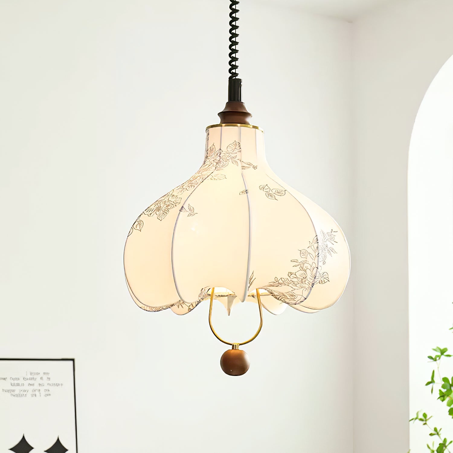 Lustra Pendant Lamp Pear Fabric Lantern for Living Room - Letslighting
