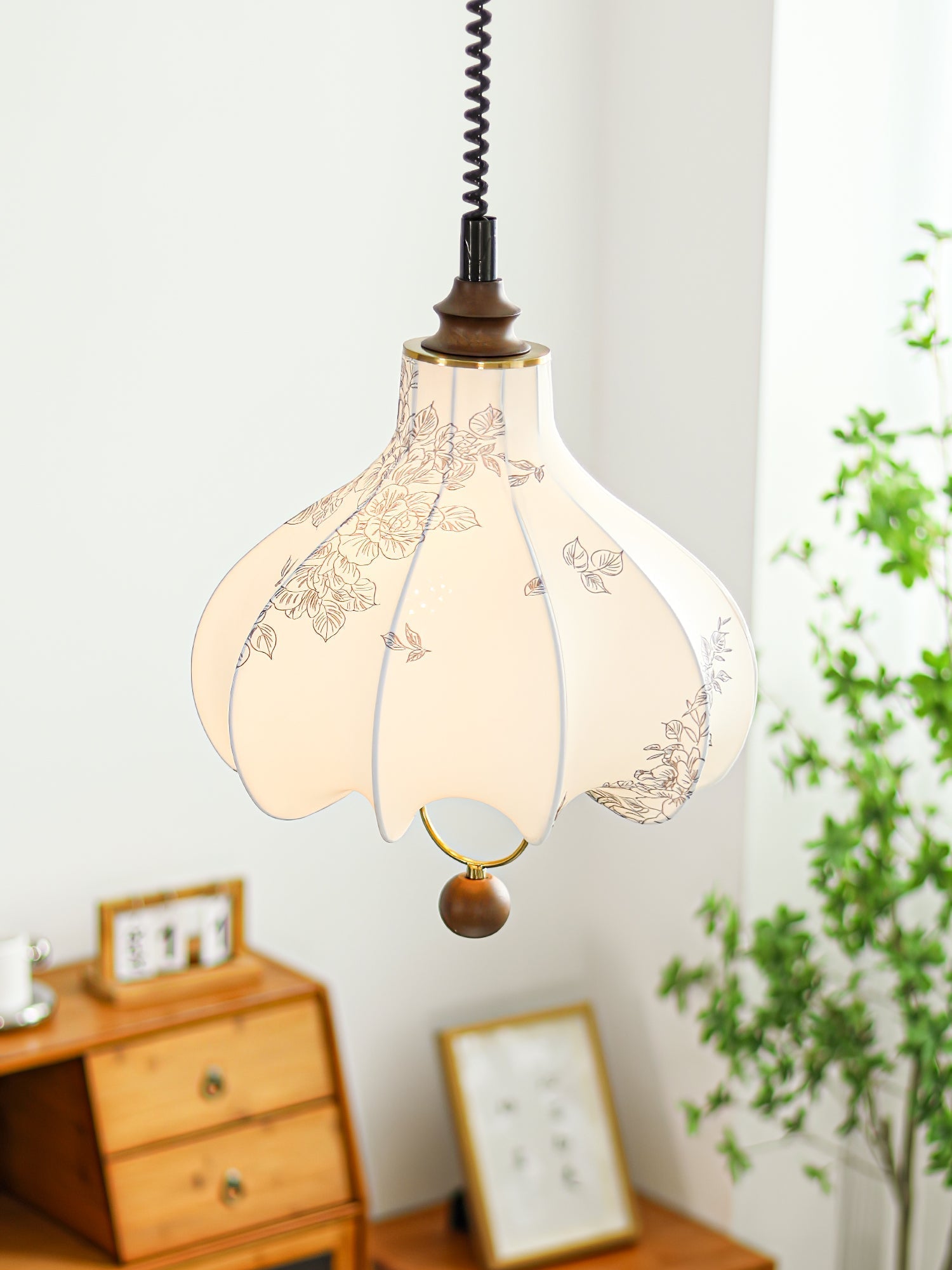 Lustra Pendant Lamp Pear Fabric Lantern for Living Room - Letslighting