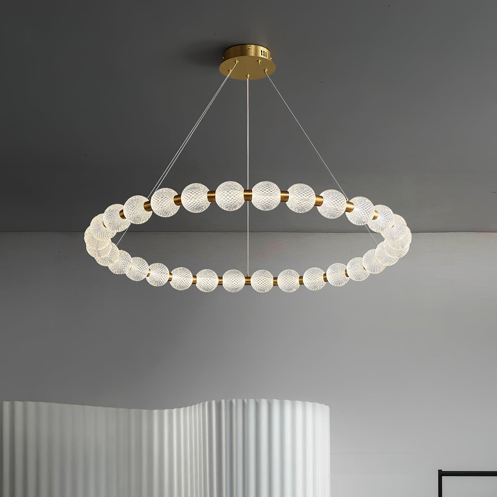 Lustra Chandelier Pearl Gold Ring Elegant - Letslighting