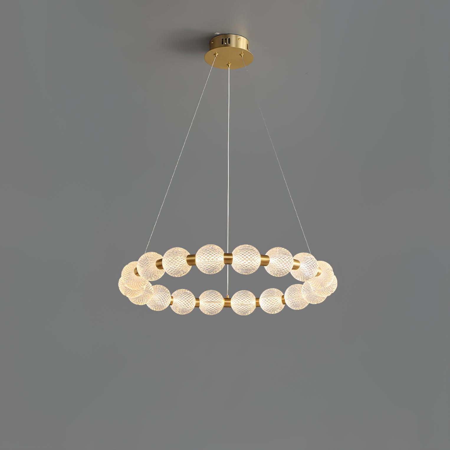 Lustra Chandelier Pearl Gold Ring Elegant - Letslighting