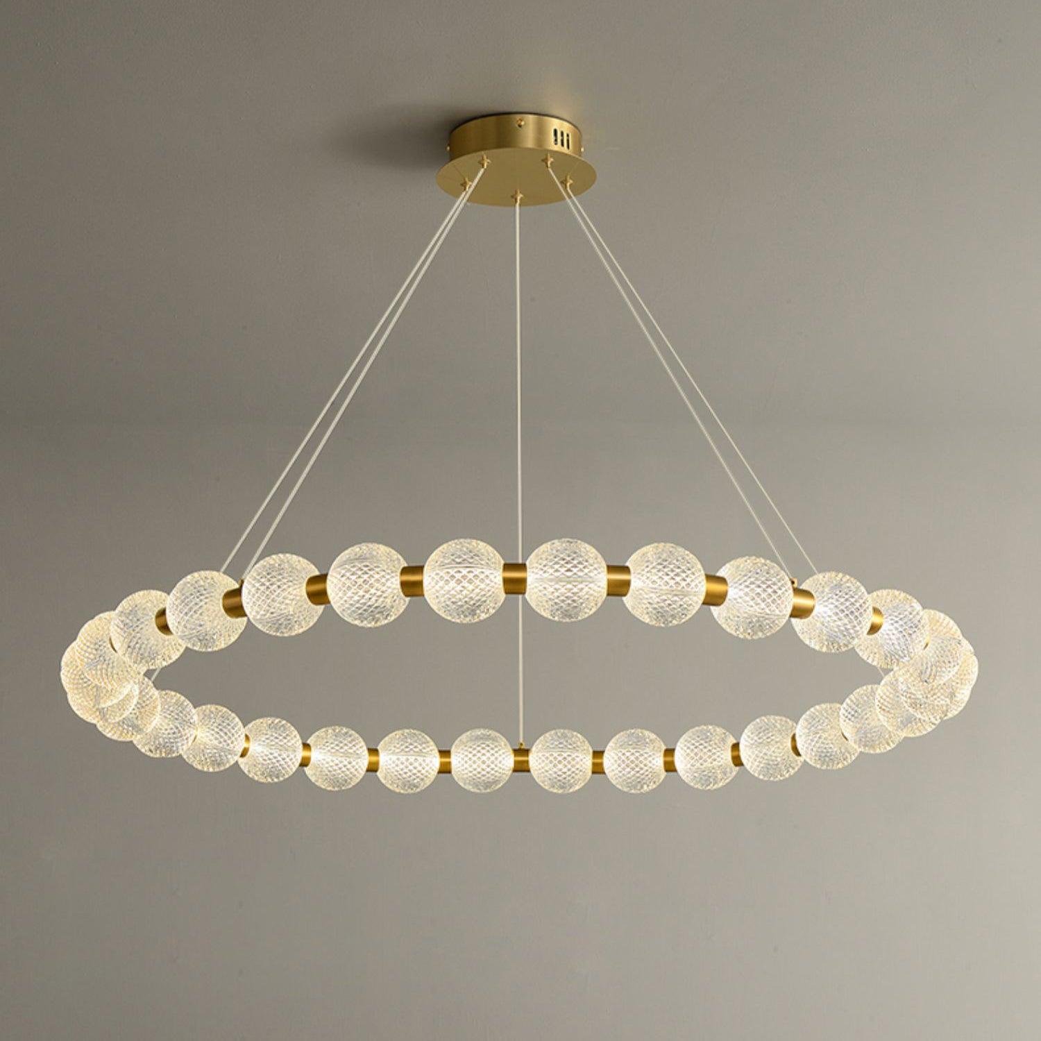 Lustra Chandelier Pearl Gold Ring Elegant - Letslighting