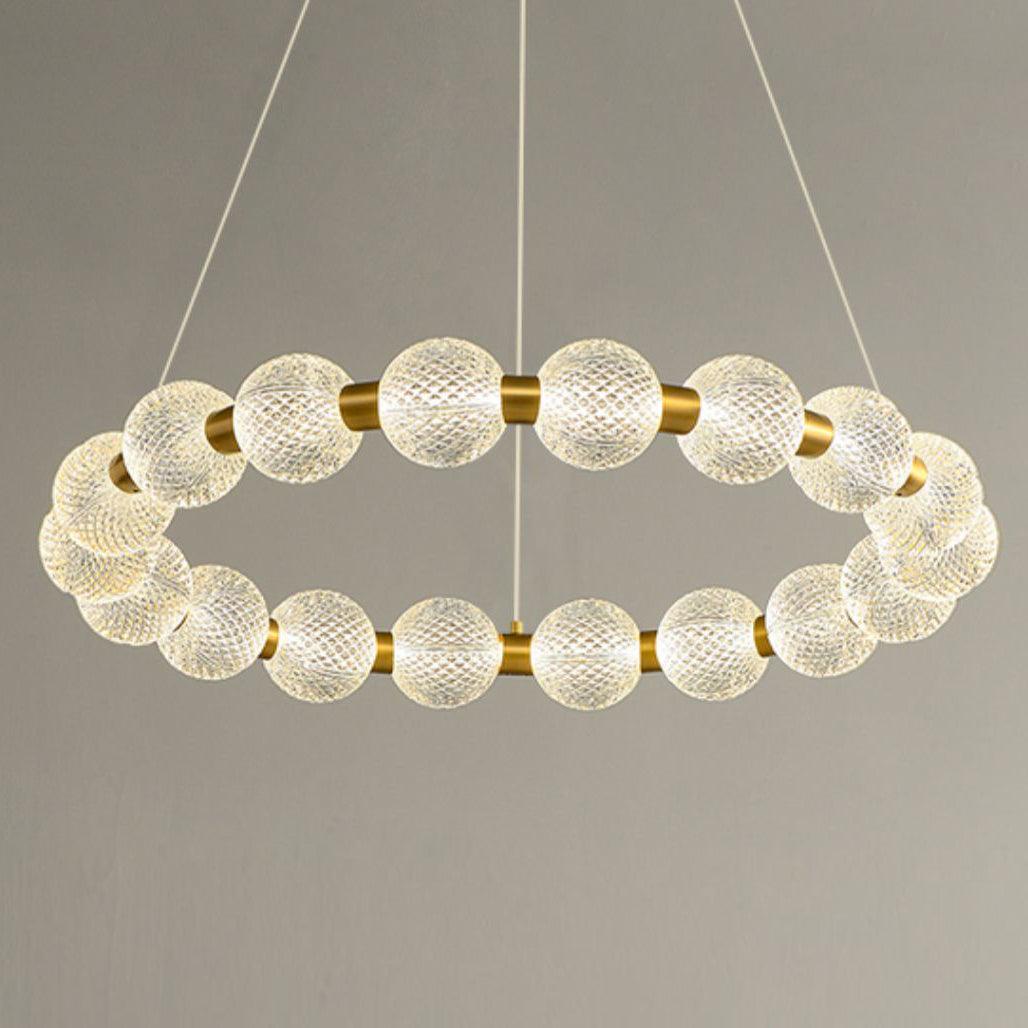 Lustra Chandelier Pearl Gold Ring Elegant - Letslighting