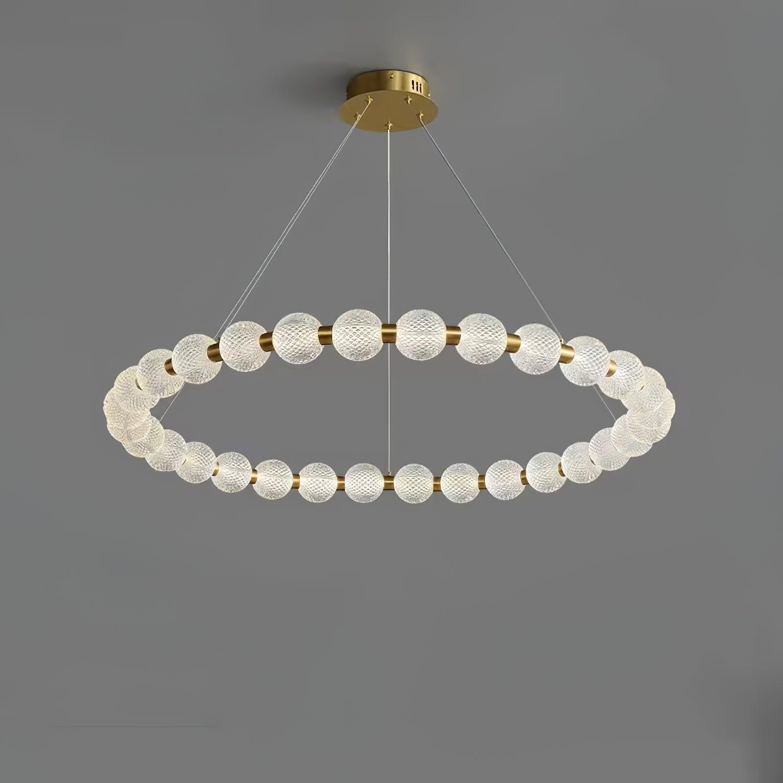 Lustra Chandelier Pearl Gold Ring Elegant - Letslighting